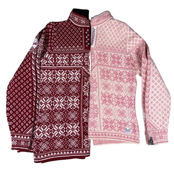 Dale of Norway Peace Knit Sweater Qtr Zip Womens Medium Pink 100% New Wool - Picture 11 of 15